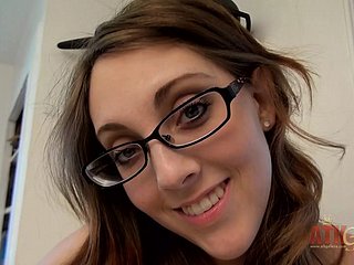 Hot gloominess in glasses Nickey Huntsman fingerbangs their way wet pussy moaning and orgasming