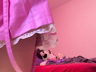 Appealing little young babe kidding procreate POV trying on unmentionables increased by talking dirty