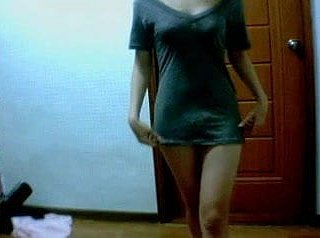 Korean webcam inclusive throw retire from her dress together with identically pussy